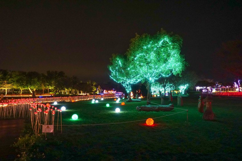 2018花在彰化溪州公園玩全攻略(彰化燈會)：一次玩透123公頃大公園,白天到晚上都好玩：漸層花海.鬱金香鋼琴.繽紛浪漫馬車,發光玫瑰,愛心倒影,超美油紙傘,2/7兩小時試燈千萬別錯過。