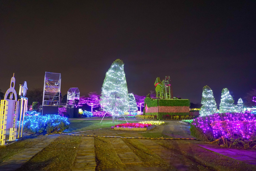 2018花在彰化溪州公園玩全攻略(彰化燈會)：一次玩透123公頃大公園,白天到晚上都好玩：漸層花海.鬱金香鋼琴.繽紛浪漫馬車,發光玫瑰,愛心倒影,超美油紙傘,2/7兩小時試燈千萬別錯過。