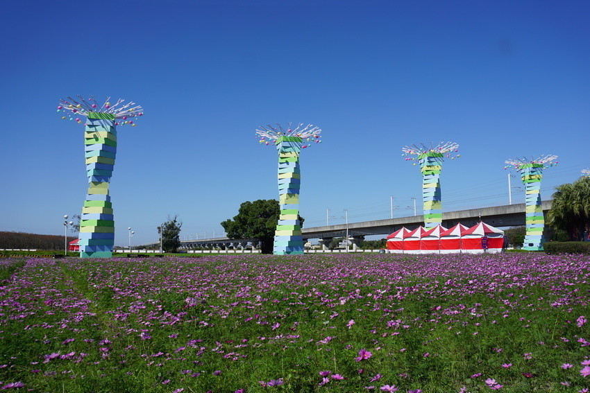 2018花在彰化溪州公園玩全攻略(彰化燈會)：一次玩透123公頃大公園,白天到晚上都好玩：漸層花海.鬱金香鋼琴.繽紛浪漫馬車,發光玫瑰,愛心倒影,超美油紙傘,2/7兩小時試燈千萬別錯過。