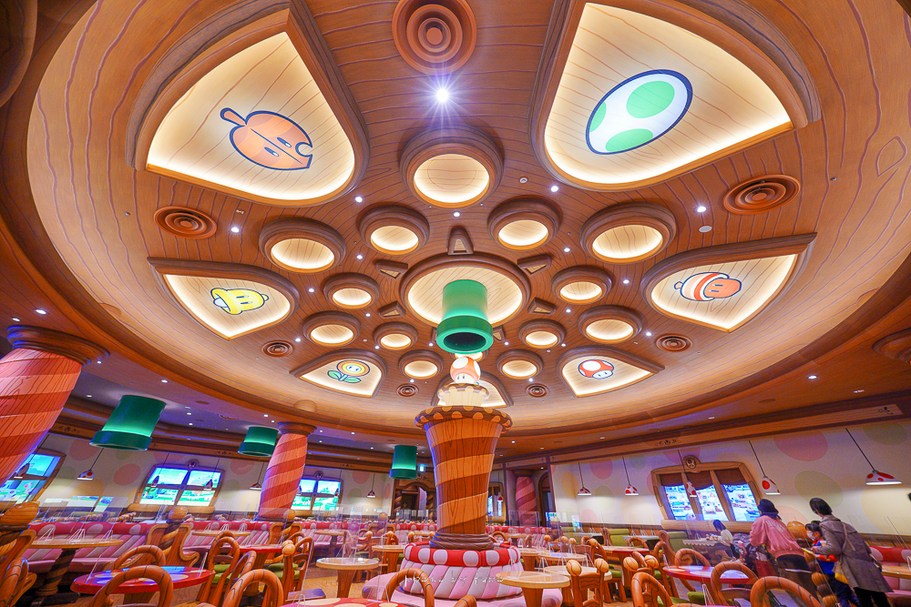 日本環球影城餐廳》超級任天堂世界蘑菇屋餐廳，奇諾比奧餐廳，進入地下道用餐、菜單價位。 @小腹婆大世界