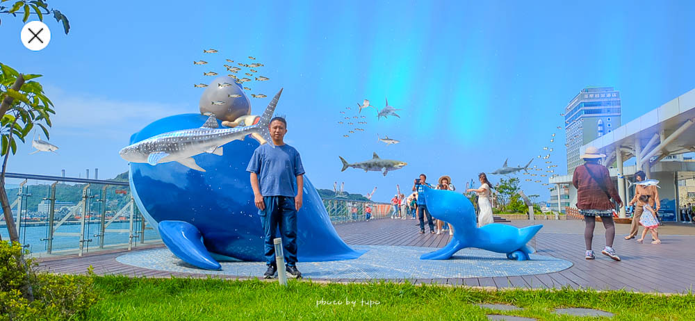 基隆最新海景觀景台【基隆港東岸旅客中心】麗都蝶克花園開放,與鯨鯊共游