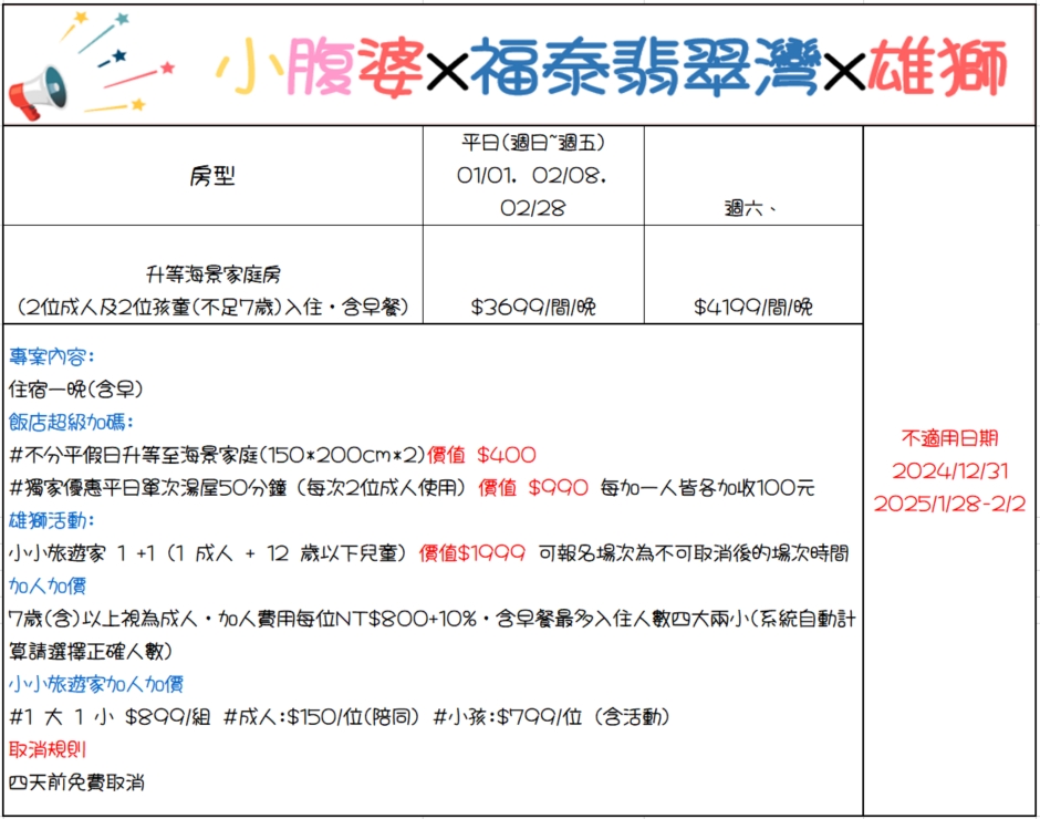 北海岸親子飯店「福泰翡翠灣渡假飯店」全新200坪親子遊戲區，每間都是海景房，親子房開箱