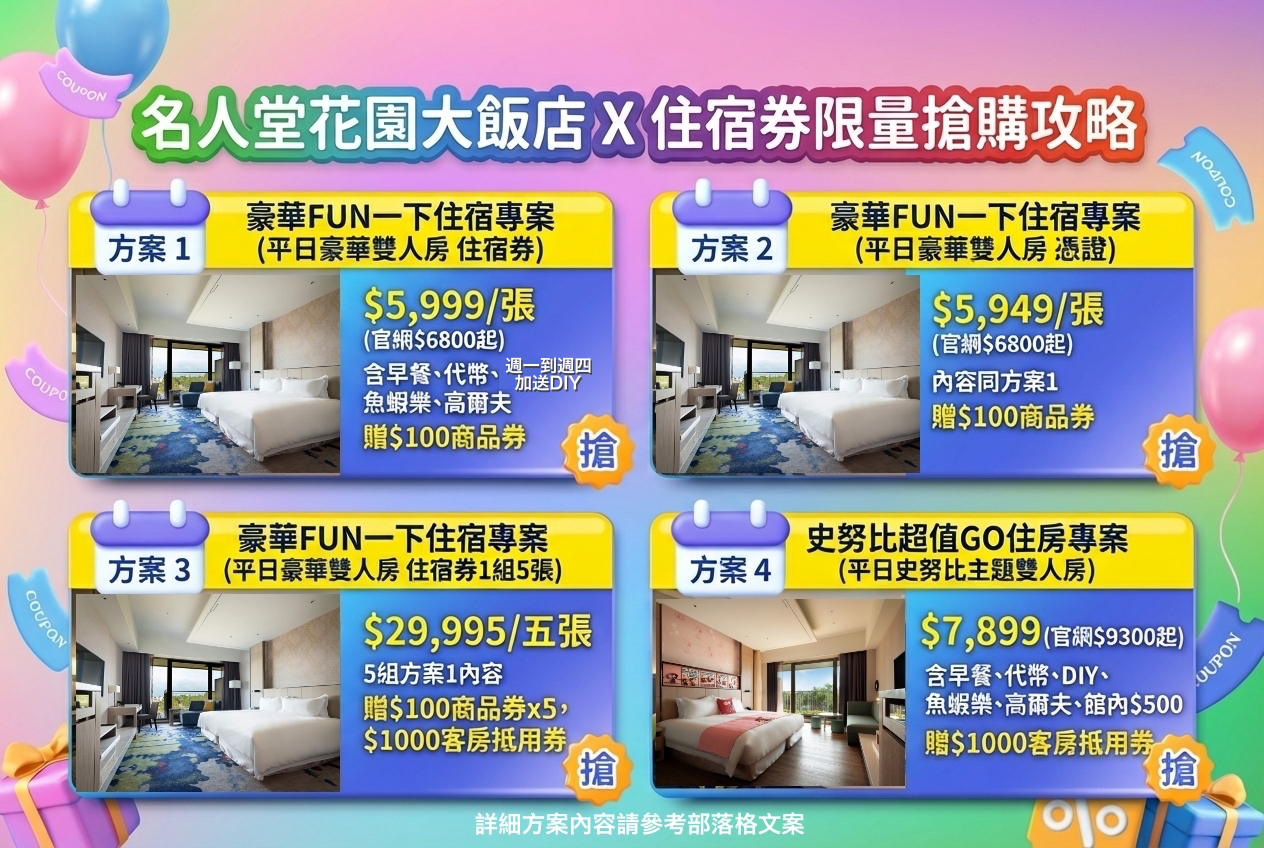 名人堂花園大飯店住宿券|2026最新優惠攻略:一泊二食、棒球×史努比主題、平日升等&第三第四人免費住 名人堂花園大飯店住宿券|2026最新優惠攻略:一泊二食、棒球×史努比主題、平日升等&第三第四人免費住