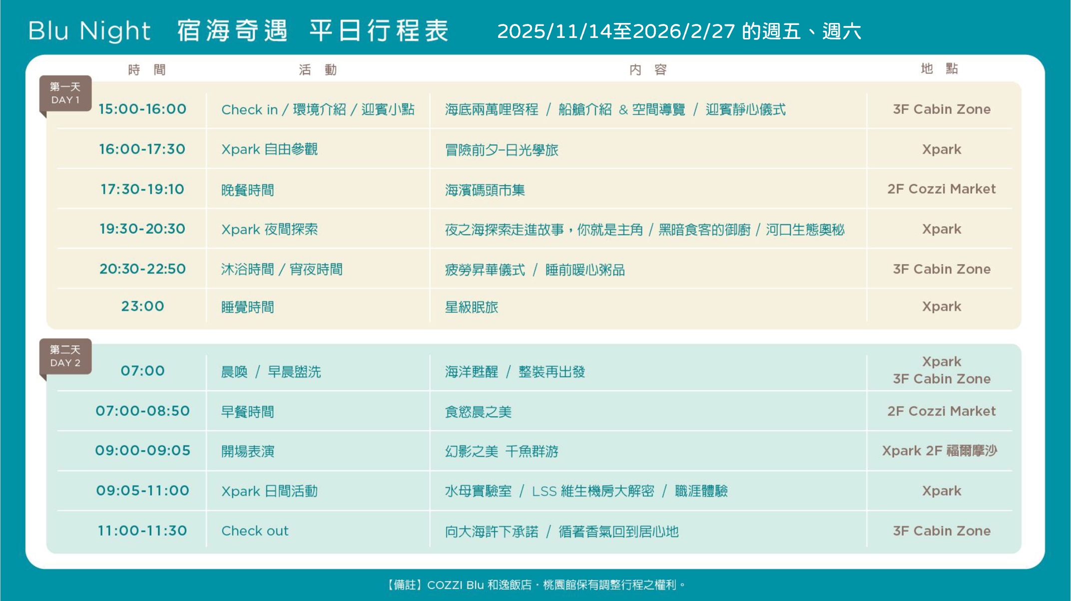 2026 Xpark【Blu Night宿海奇遇】一泊四食心得老實說，沉浸海洋世界一起入眠，行程活動分享