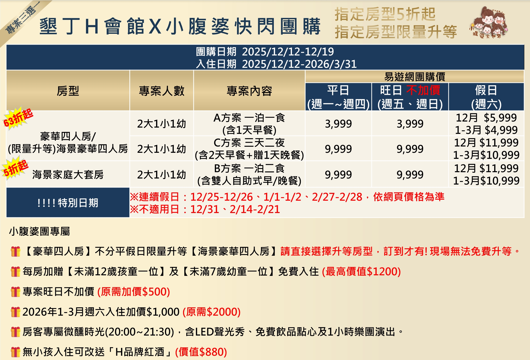 2026墾丁H會館寒假住宿優惠｜親子首選無邊際泳池、超美海景房、多種好玩活動、設施,澎湃早餐、晚餐,三天兩夜剛剛好