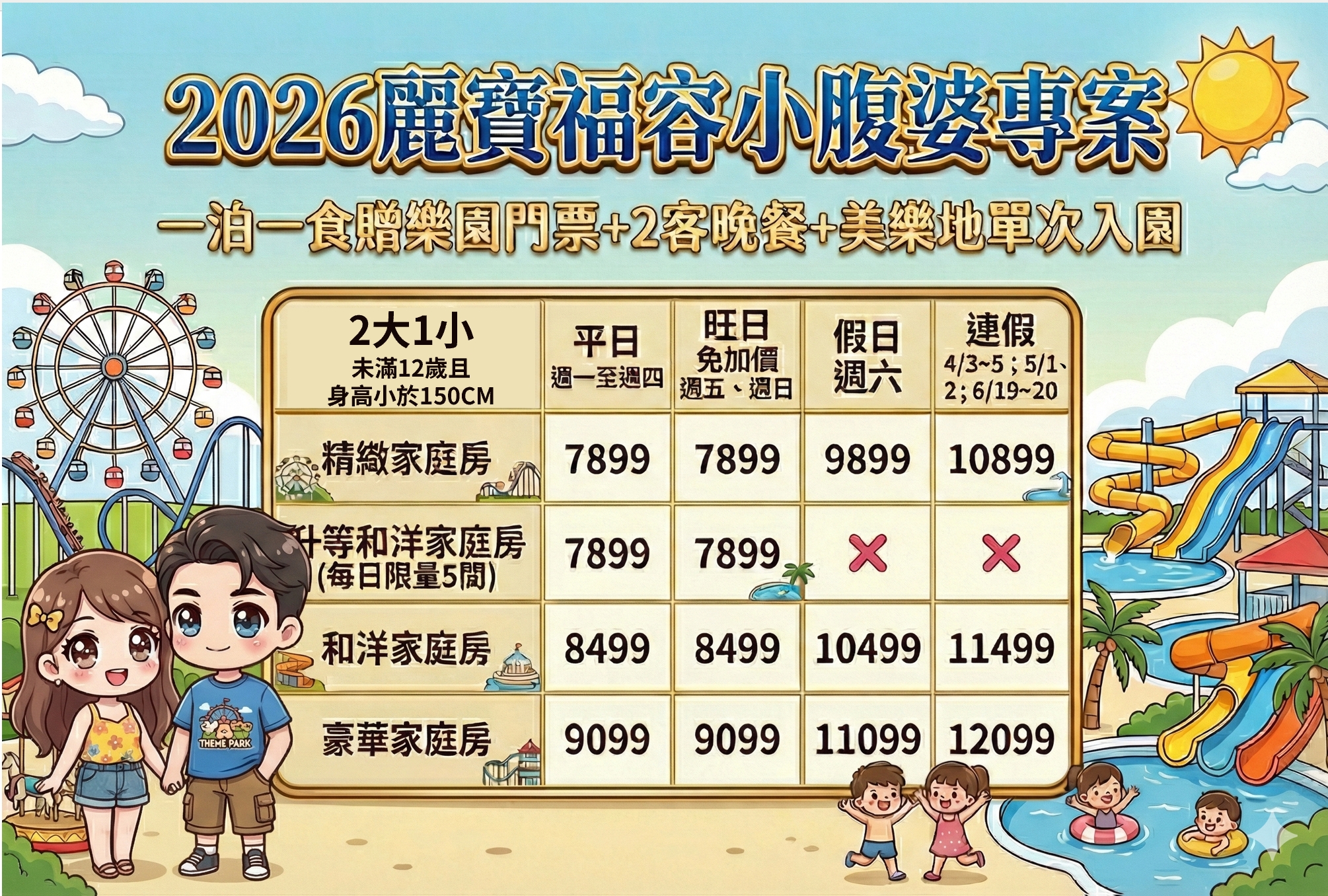 2026台中麗寶強勢回歸|麗寶飯店、麗寶賽車旅店任你選，贈樂園門票、小孩免費入住