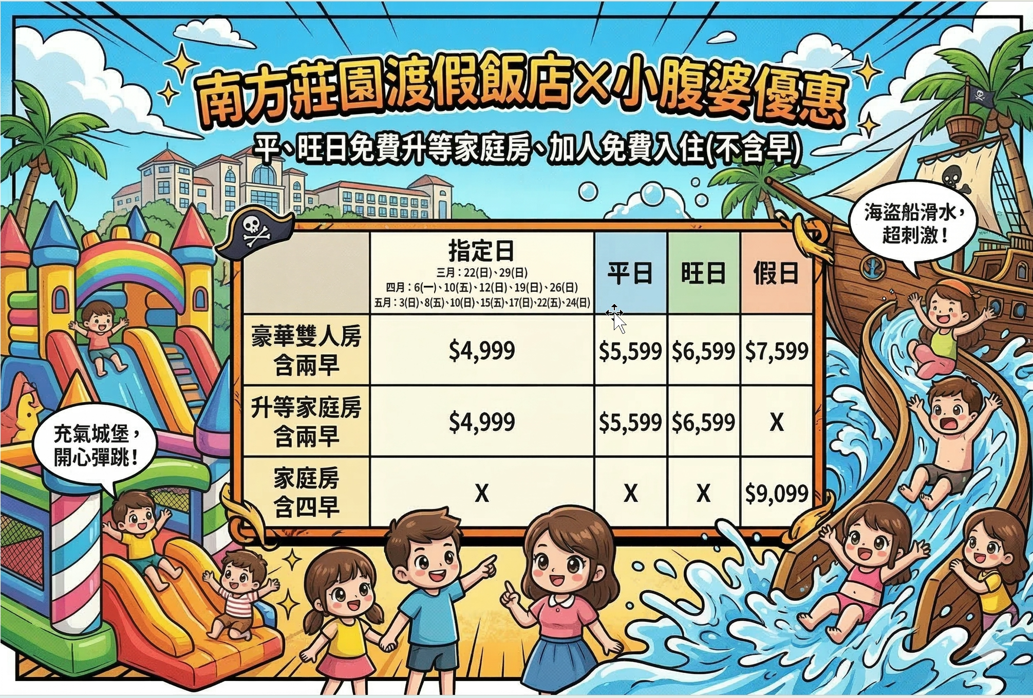 桃園親子飯店推薦【南方莊園渡假飯店】超狂溫水SPA泳池、親子設施、房型開箱，爆米花棉花糖迎賓超有心