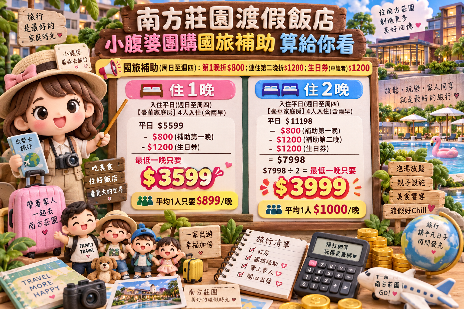 桃園親子飯店推薦【南方莊園渡假飯店】超狂溫水SPA泳池、親子設施、房型開箱，爆米花棉花糖迎賓超有心