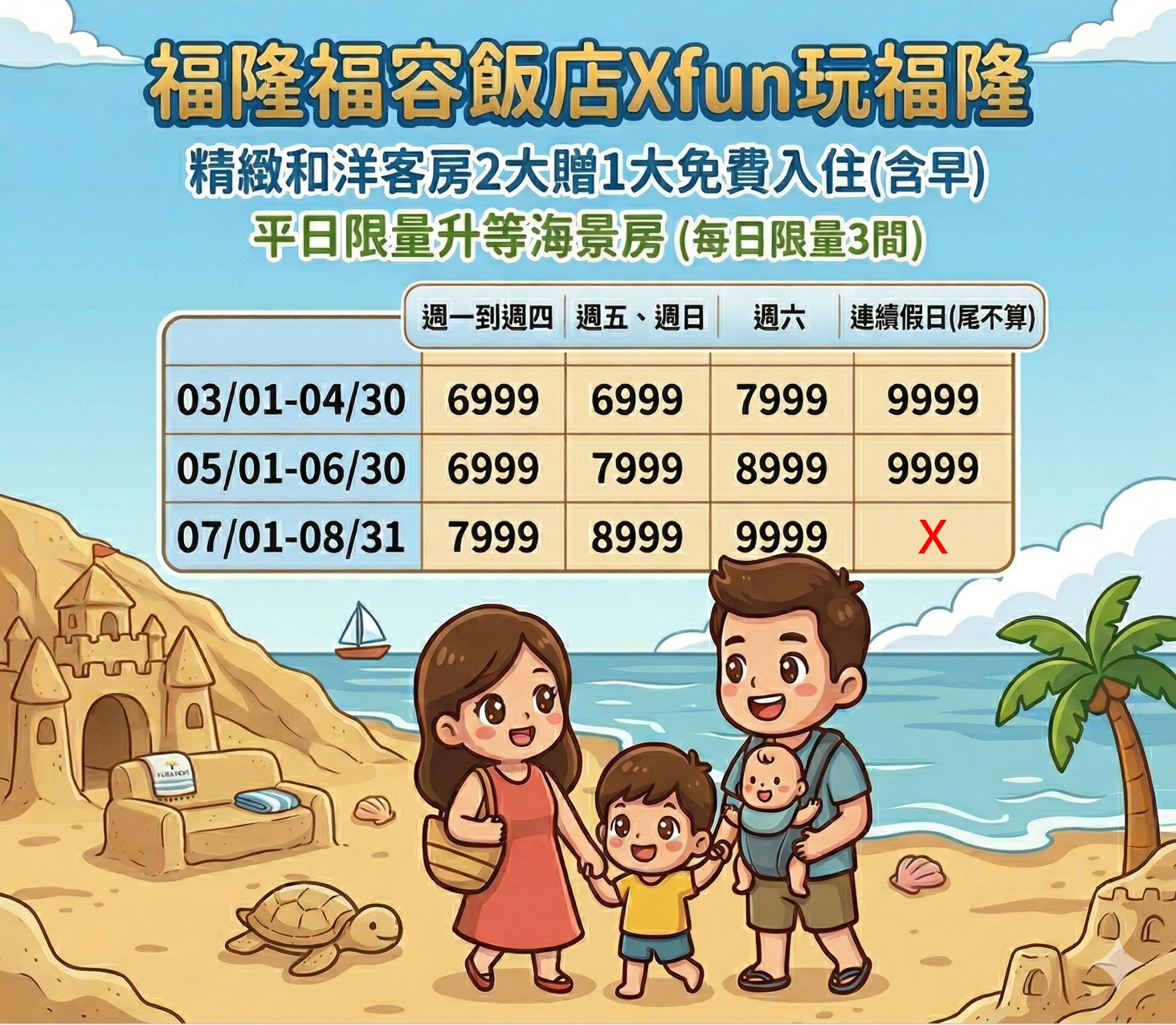 2026福隆沙雕季正式登場!入住福容大飯店享暑假住房優惠,海景房泡湯放鬆、Villa房型自帶戲水空間,玩沙玩水一次滿足,親子旅遊超推薦! 2026福隆沙雕季正式登場!入住福容大飯店享暑假住房優惠,海景房泡湯放鬆、Villa房型自帶戲水空間,玩沙玩水一次滿足,親子旅遊超推薦!