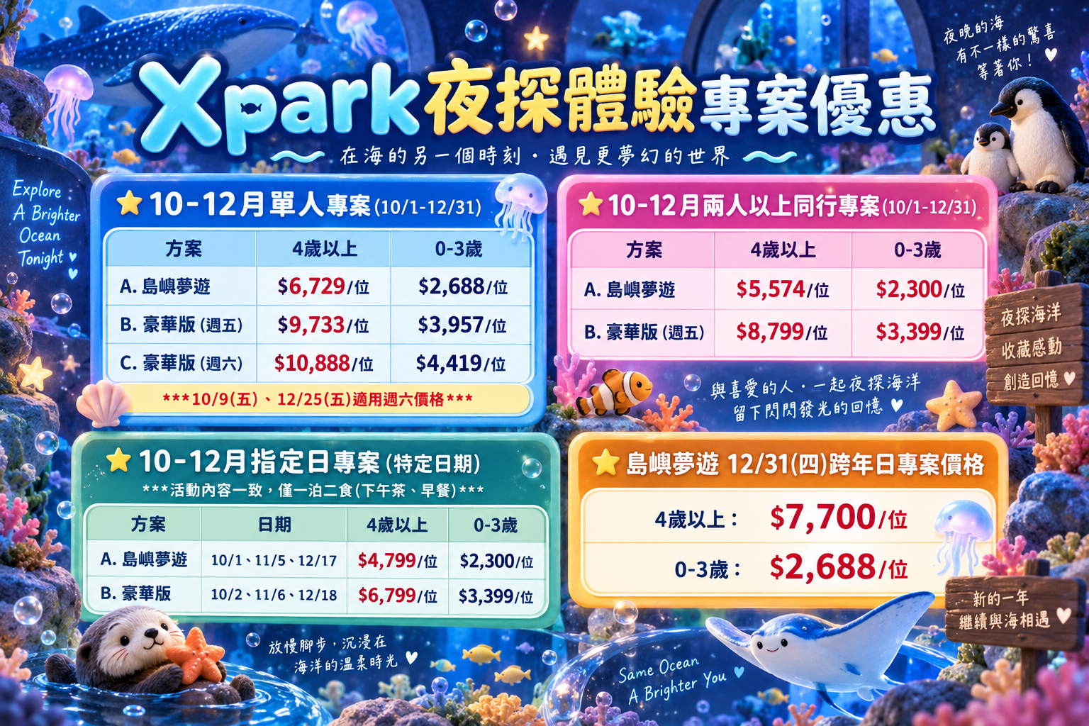 2026 Xpark【Blu Night宿海奇遇】一泊四食心得老實說，沉浸海洋世界一起入眠，行程活動分享