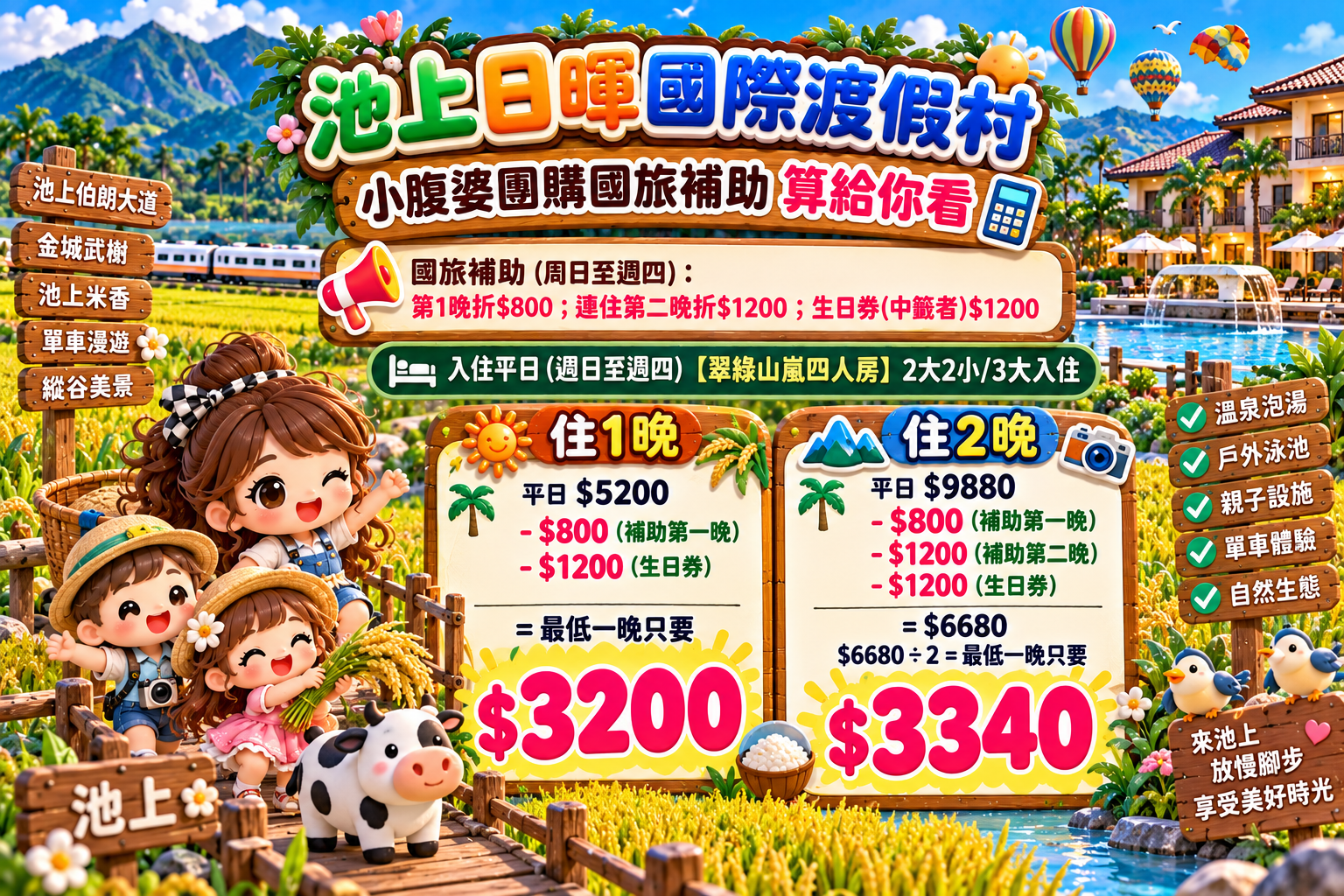 2026 台東池上住宿推薦｜日暉國際渡假村實住開箱，台東最大南洋風渡假村、Villa 房間開門就是獨享泳池、小腹婆團購優惠