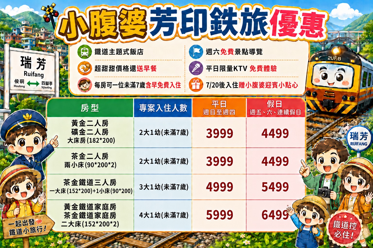 瑞芳住宿推薦2026｜芳印鉄旅Fun inn，最新鐵道主題飯店，房內看火車，走路就到瑞芳火車站，近九份金瓜石猴硐