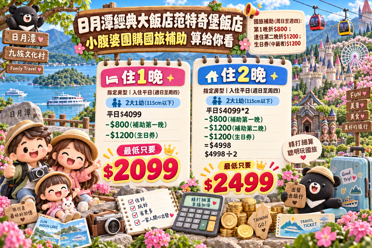 2026 南投日月潭住宿推薦｜日月潭經典大飯店范特奇堡，相見恨晚的古典城堡親子飯店開箱，開車到九族文化村只要10分鐘，一整層遊戲區大公開