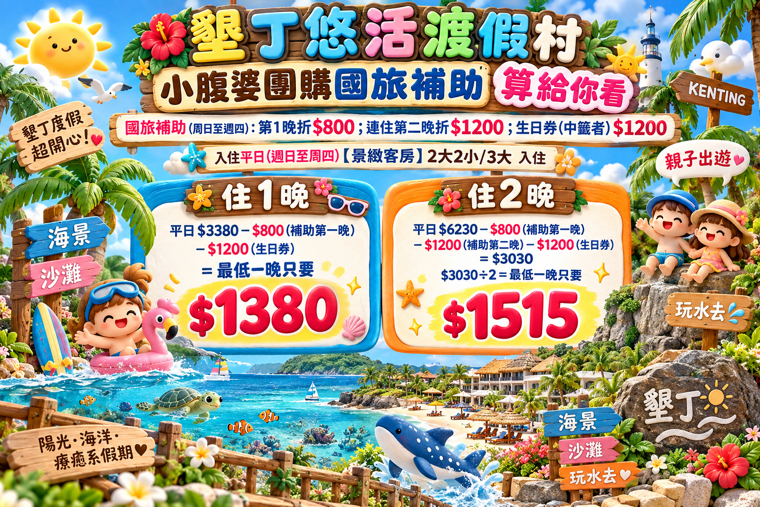墾丁悠活渡假村｜全包式渡假飯店、有漂漂河滑水道、兒童遊戲區的飯店，早餐可以吃到12:00！優缺點分享給你